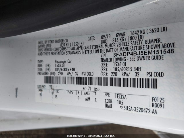 Ford FIESTA SE 2014 3FADP4BJ5EM151548 Image 9
