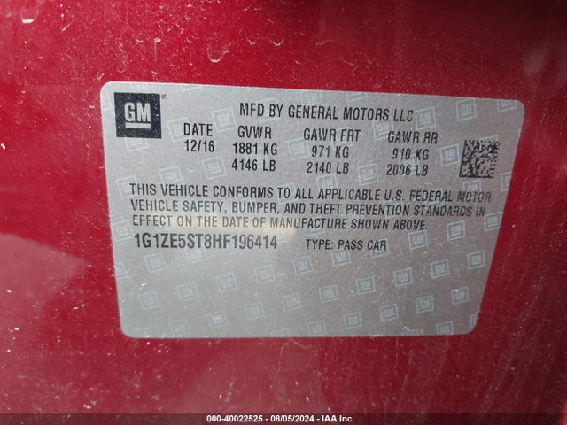 Chevrolet MALIBU 1LT 2017 1G1ZE5ST8HF196414 Image 9