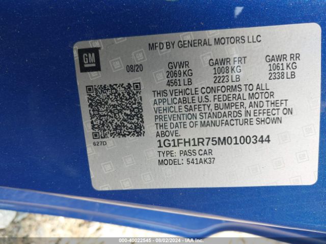 1G1FH1R75M0100344 Chevrolet Camaro Rwd  2ss