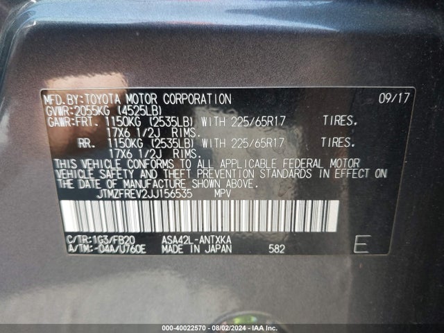 Toyota RAV4 LE 2018 JTMZFREV2JJ156535 Image 9