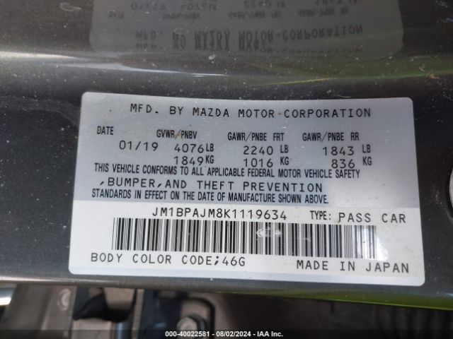 JM1BPAJM8K1119634 Mazda MAZDA3