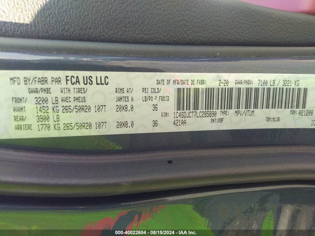 1C4SDJCT7LC285890 Dodge Durango R/t