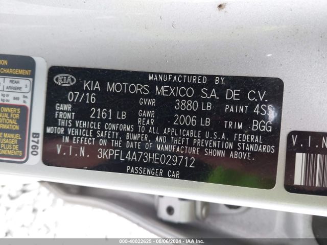 3KPFL4A73HE029712 KIA FORTE LX