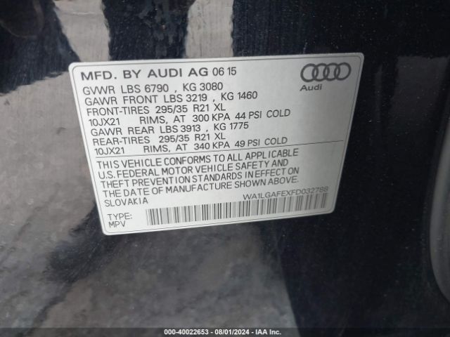 WA1LGAFEXFD032788 Audi Q7 3.0t Premium