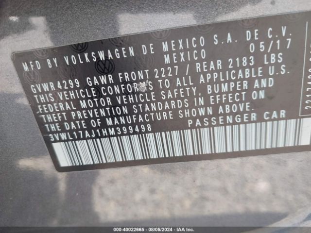 3VWL17AJ1HM399498 Volkswagen Jetta 1.8t Sel/1.8t Sel Premium