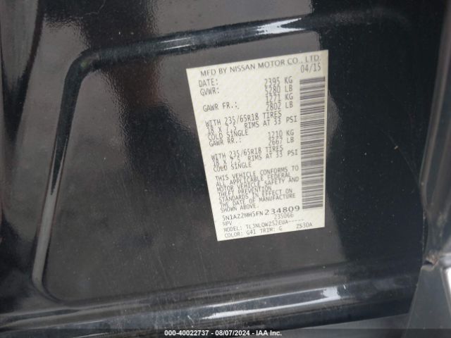 5N1AZ2MH5FN234809 Nissan MURANO SV