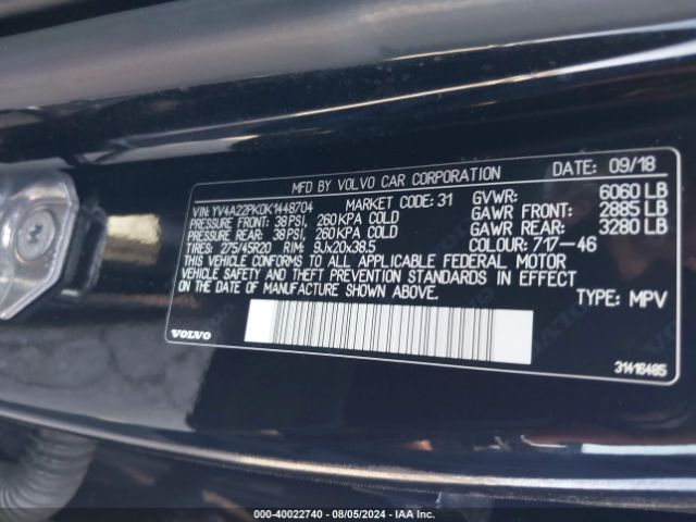 YV4A22PK0K1448704 Volvo Xc90 T6 Momentum