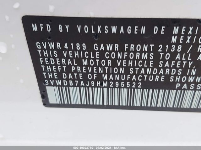 3VWDB7AJ9HM295522 Volkswagen Jetta 1.4t Se
