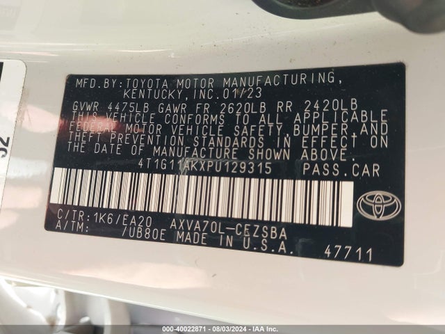 Toyota CAMRY SE 2023 4T1G11AKXPU129315 Image 9