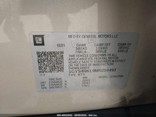2021 CADILLAC ESCALADE ESV 1GYS4RKL9MR259493 Photo 8