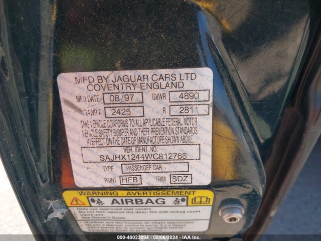 1998 JAGUAR XJ8 SAJHX1244WC812768 Photo 8