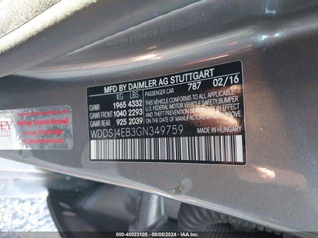 WDDSJ4EB3GN349759 Mercedes-Benz CLA 250