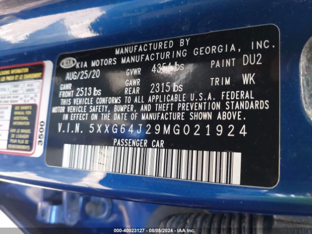 5XXG64J29MG021924 KIA K5 Gt-line
