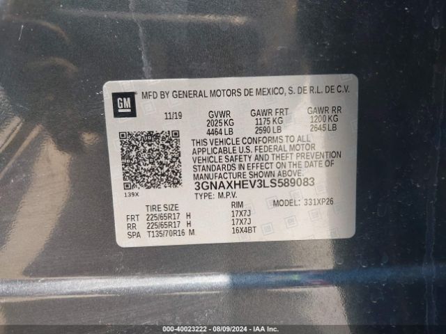 3GNAXHEV3LS589083 Chevrolet Equinox Fwd Ls