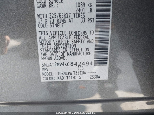 Nissan ROGUE S 2019 5N1AT2MV4KC842494 Image 9
