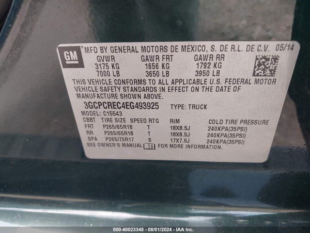 Chevrolet Silverado 1500 2lt 2014 3GCPCREC4EG493925 Image 9