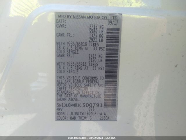 5N1DL0MM0JC500791 Infiniti QX60