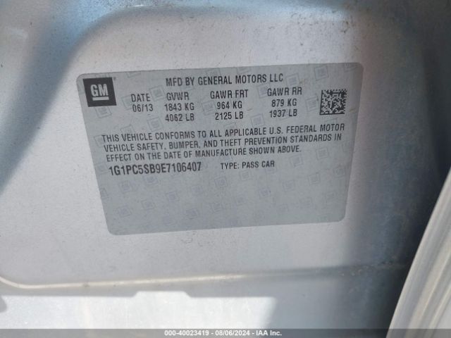 1G1PC5SB9E7106407 Chevrolet Cruze 1lt Auto
