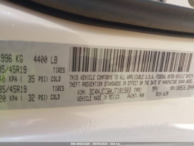 3C4NJCCBXJT181503 Jeep Compass Limited Fwd