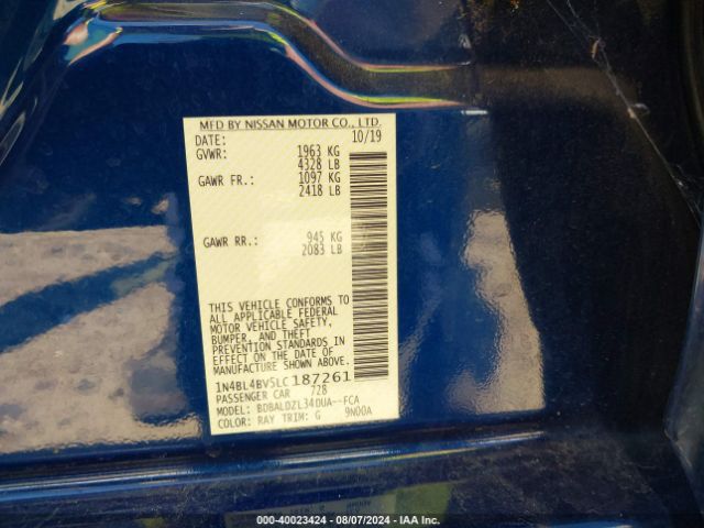 1N4BL4BV5LC187261 Nissan Altima S Fwd