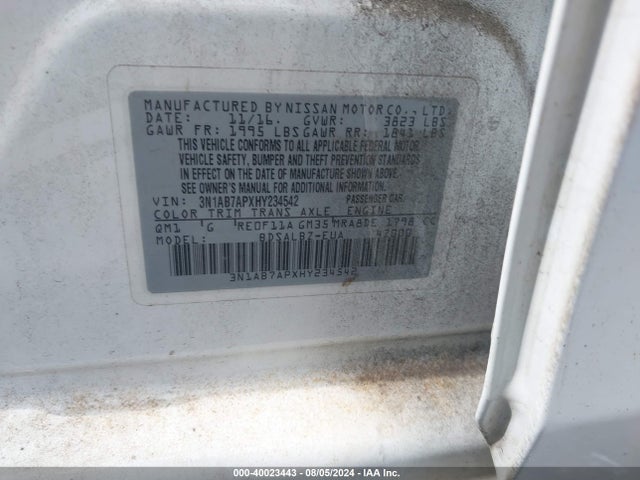 3N1AB7APXHY234542 Nissan SENTRA S