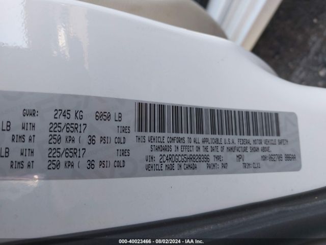 2C4RDGCG5HR828396 Dodge Grand Caravan Sxt