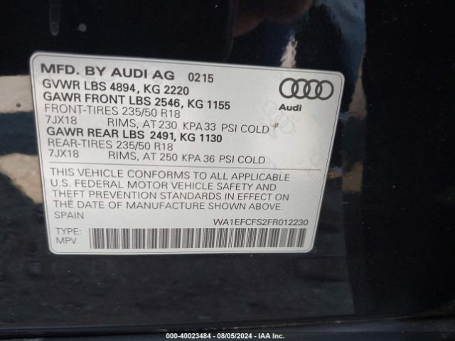 WA1EFCFS2FR012230 Audi Q3 2.0t Premium Plus