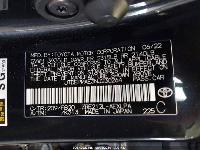 Toyota COROLLA LE 2022 JTDEPMAE3NJ230264 Image 9