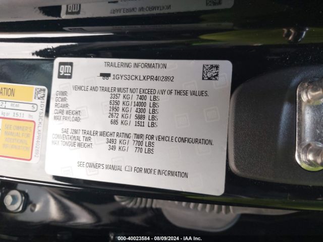 1GYS3CKLXPR402892 Cadillac Escalade 2wd Premium Luxury