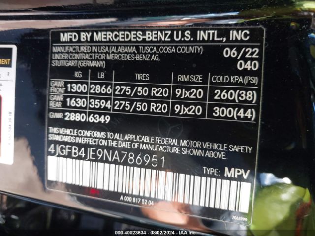2022 MERCEDES-BENZ GLE 350 4JGFB4JE9NA786951 Photo 8