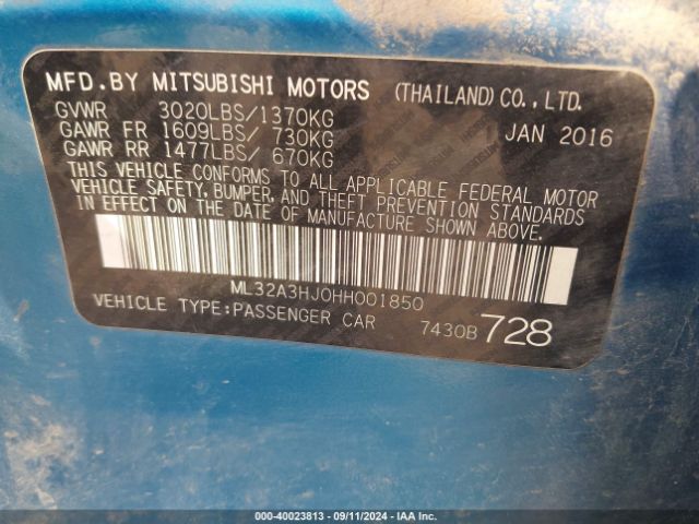 2017 MITSUBISHI MIRAGE ML32A3HJ0HH001850 Photo 8