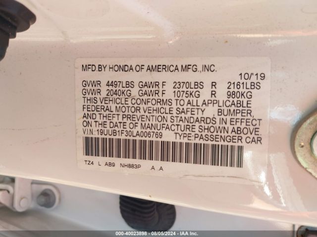 19UUB1F30LA006769 Acura Tlx Standard