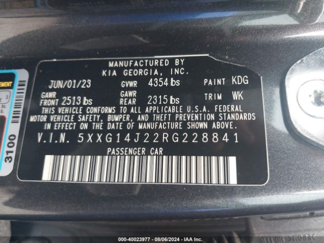 5XXG14J22RG228841 KIA K5 LXS