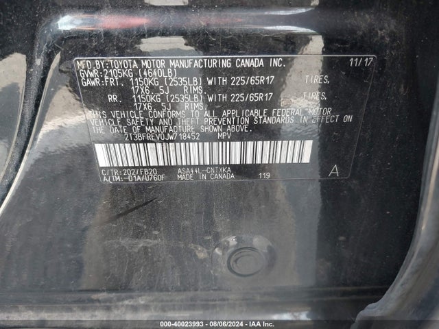 Toyota RAV4 LE 2018 2T3BFREV0JW718452 Image 9