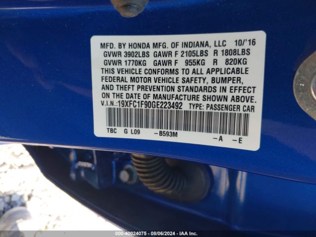 19XFC1F90GE223492 Honda Civic Touring