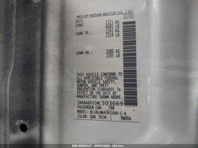 Nissan Maxima Platinum Xtronic Cvt 2022 1N4AA6FV5NC503669 Image 9