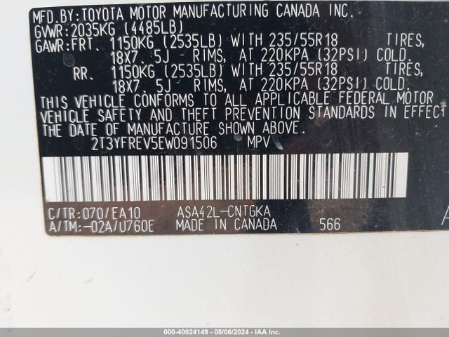 Toyota Rav4 Limited 2014 2T3YFREV5EW091506 Image 9