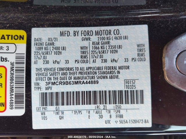 Ford Bronco Sport Big Bend 2021 3FMCR9B63MRA44889 Image 9
