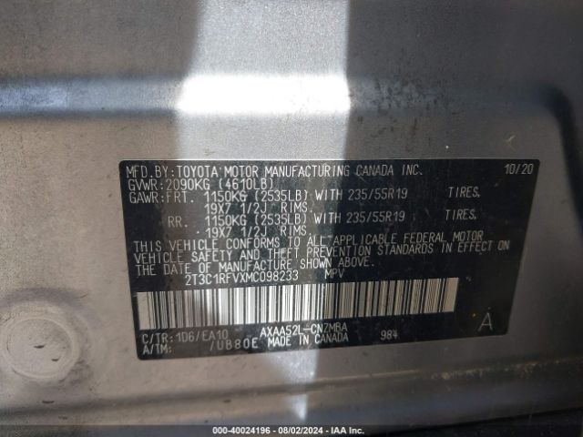 2T3C1RFVXMC098233 Toyota Rav4 Xle Premium