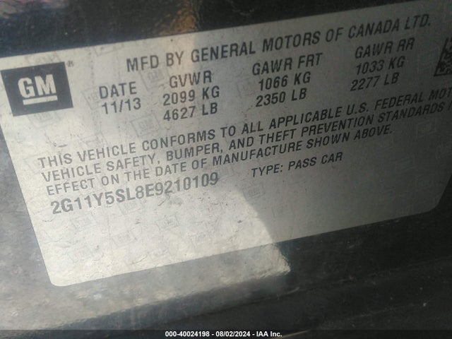 Chevrolet Impala 1ls 2014 2G11Y5SL8E9210109 Image 9