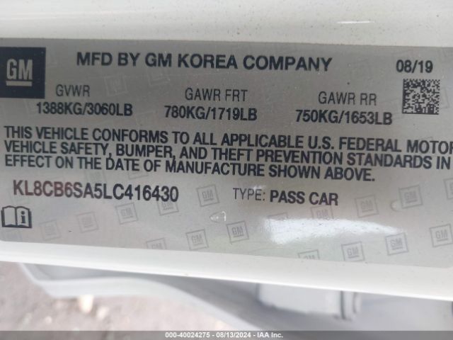 KL8CB6SA5LC416430 Chevrolet Spark Fwd Ls Automatic