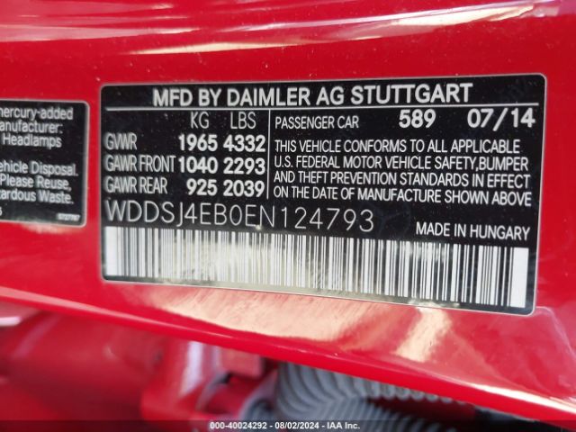 WDDSJ4EB0EN124793 Mercedes-Benz CLA 250