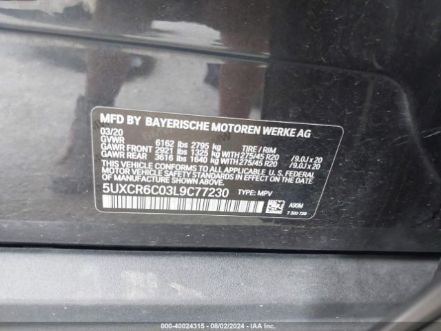 5UXCR6C03L9C77230 BMW X5 Xdrive40i