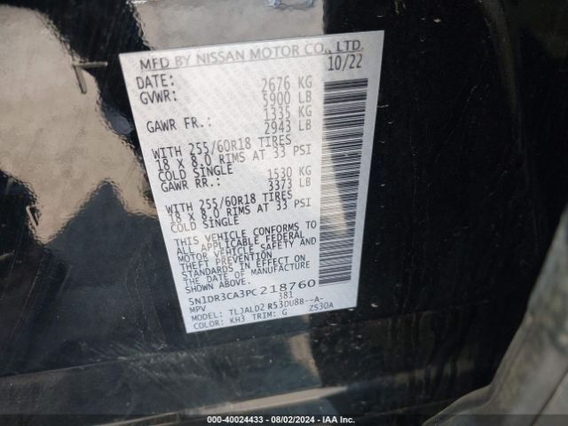 5N1DR3CA3PC218760 Nissan Pathfinder Sl Fwd