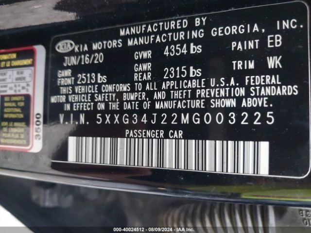 5XXG34J22MG003225 KIA K5 EX