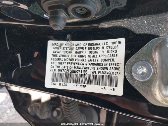 19XFC2F50GE251103 Honda Civic Lx