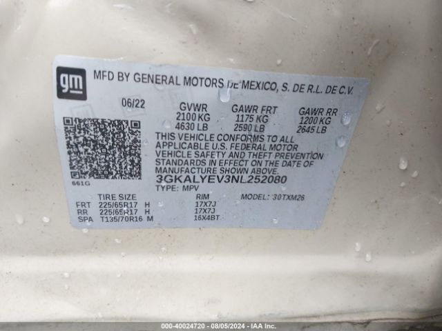 3GKALYEV3NL252080 GMC Terrain Awd At4