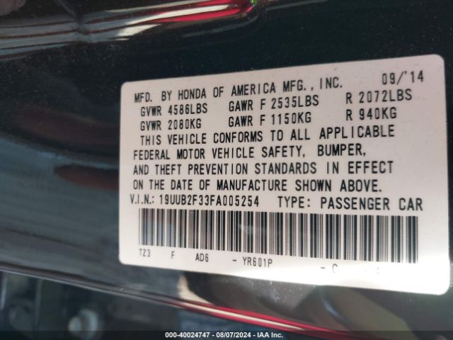 19UUB2F33FA005254 Acura Tlx V6