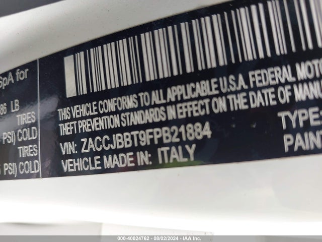 ZACCJBBT9FPB21884 Jeep Renegade Latitude