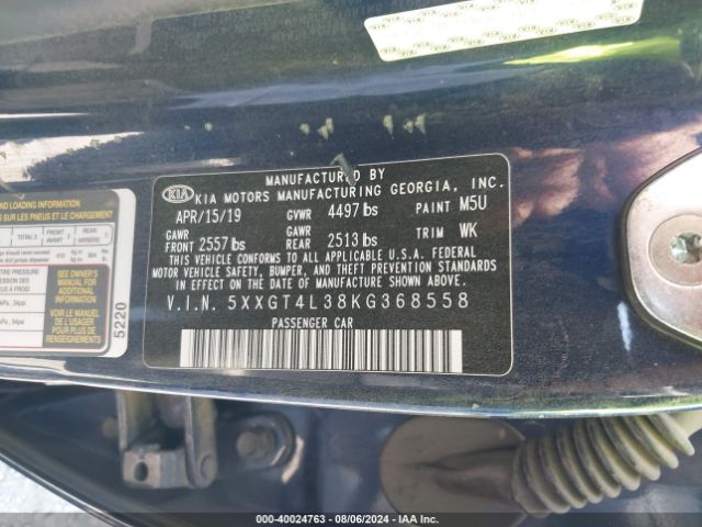 5XXGT4L38KG368558 KIA Optima Lx